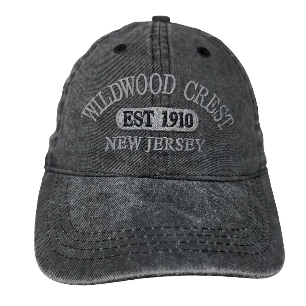 Wildwood Crest New Jersey Est. 1910 Strapback Hat Gray Embroidered Lucky 7